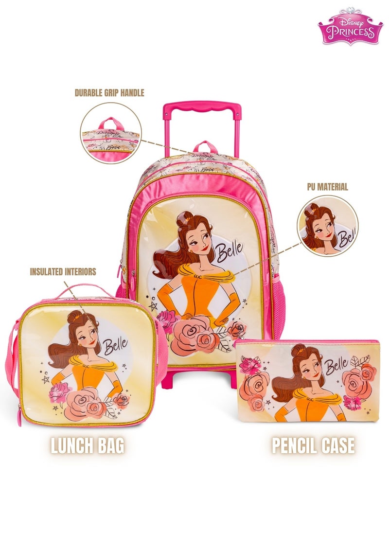 Disney - Princess  18 Inch Kids 3-in-1 Trolley School Bag Set - Ergonomic Backpack, Insulated Lunch Bag & Pencil Case,Lightweight, Durable, Students 6+ - Perfect for Travel & School,For Girls - Image 1