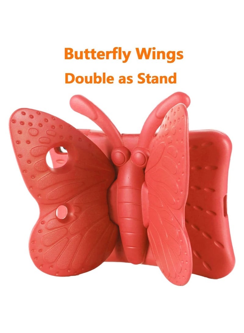 SmartGrist Pad 10.2 Case 2020, iPad 7th Generation Case for Kids, Cute Butterfly Shockproof EVA Foam Super Protection Kid Proof Protective Stand Cover for iPad 10.2 Inch 2019 7th 2020 8th Gen - Red - Image 3