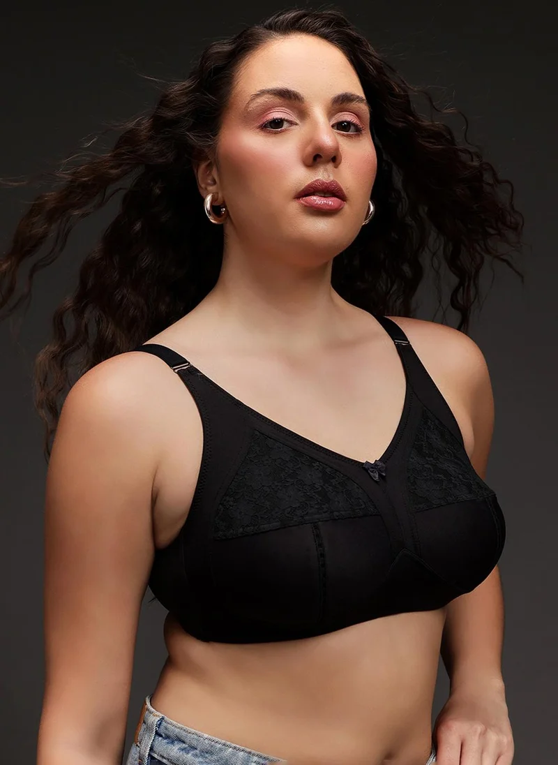 Clovia Clovia Non-Padded Non-Wired Full Coverage Plus Size Minimizer Bra in Black