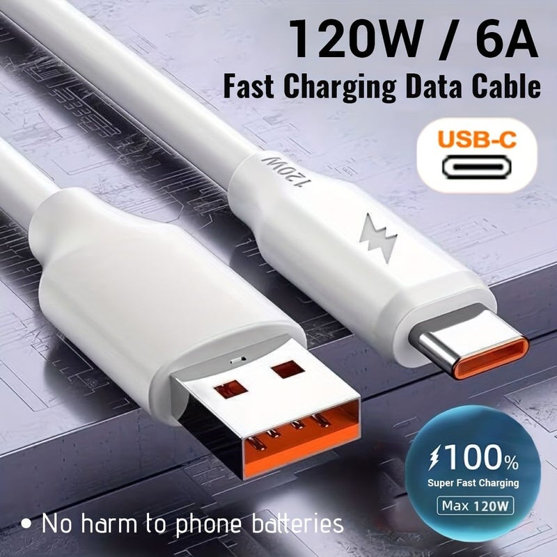 1 متر 3.28 قدم كابل شحن سريع بقدرة 120 وات من نوع USB C لنقل البيانات للهواتف الذكية متوافق مع سامسونغ وشاومي وهواوي وأوبو وهونر سلك شحن بطول 11.81 بوصة و39.37 بوصة و59.06 بوصة و78.74 بوصة - Image 1