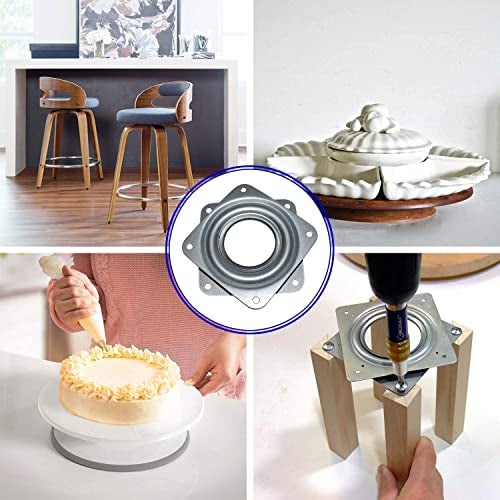 HEAVY DRIVER® Lazy Susan Square Turntable Rotating Bearing Swivel Plate 360 Degree for DIY Display Stand TV Rack Desk Trays, Kitchen Storage Racks, Cabinet, Craft Projects (4 inch, 2) - Image 4