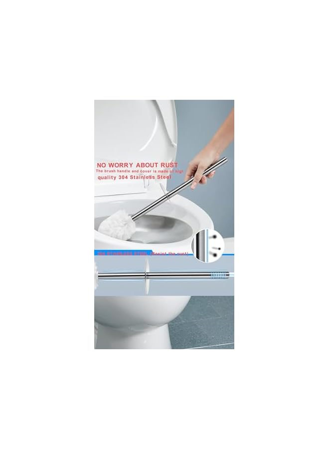 promass 2 Pack Toilet Brush with 304 Stainless Steel Long Handle - Ergonomic, Elegant, Durable Toilet Bowl Brushes for Bathroom (Upgraded) - Image 3