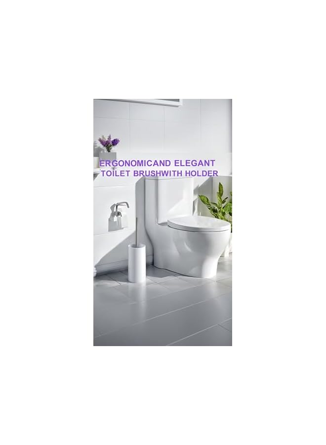 promass 2 Pack Toilet Brush with 304 Stainless Steel Long Handle - Ergonomic, Elegant, Durable Toilet Bowl Brushes for Bathroom (Upgraded) - Image 2