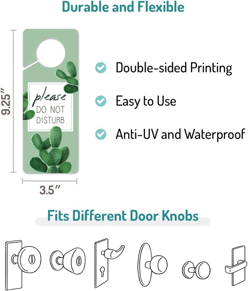 Fun-Plus Do Not Disturb Door Hanger Sign, 2 Pack (Printed on Both Sides), 9.3″x3.5″ PVC Plastic, Please Do Not Disturb Sign for Home, Office, Hotel, Bathroom, Bedroom, Counseling, Therapists, Clinic, Cactus - Image 3