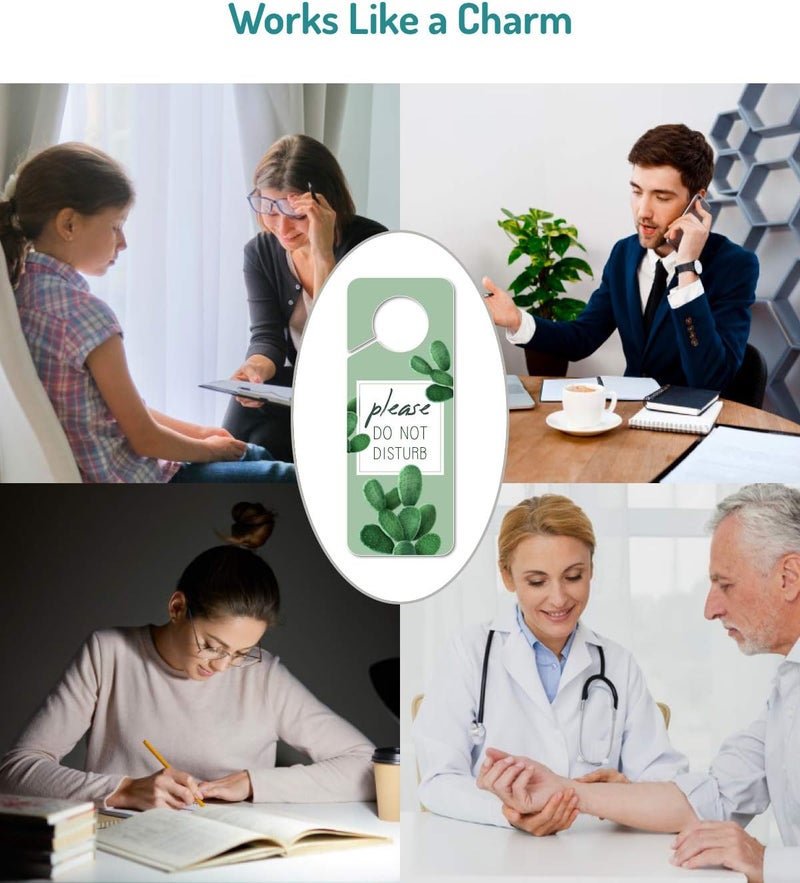 Fun-Plus Do Not Disturb Door Hanger Sign, 2 Pack (Printed on Both Sides), 9.3″x3.5″ PVC Plastic, Please Do Not Disturb Sign for Home, Office, Hotel, Bathroom, Bedroom, Counseling, Therapists, Clinic, Cactus - Image 5