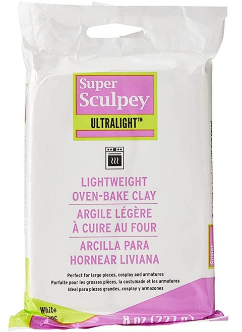 Ultralight White, Lightweight, Non Toxic. Soft, Sculpting Modeling Polymer clay 227 G
