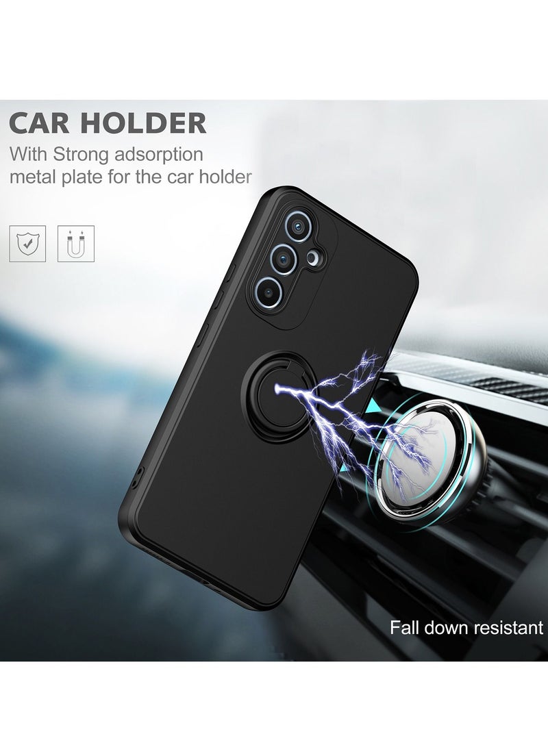 Samsung Galaxy A54 5G Case Liquid Silicone Flexible Edges Anti-scratch and Shockproof Circular Ring Support Car Magnets Black - Image 4