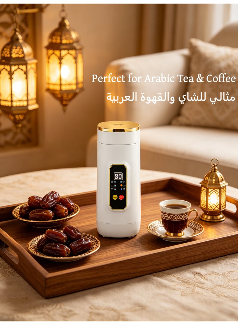 Portable Electric Kettle for Hotel & Travel | 450ml 304 Stainless Steel Mini Water Boiler | Leak-Proof Hot Water Cup for Car, Camping & Office | 6-Temp Control for Arabic Tea, Coffee & Baby Milk - Image 2