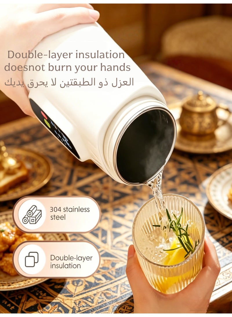 Portable Electric Kettle for Hotel & Travel | 450ml 304 Stainless Steel Mini Water Boiler | Leak-Proof Hot Water Cup for Car, Camping & Office | 6-Temp Control for Arabic Tea, Coffee & Baby Milk - Image 3