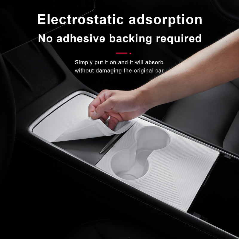 Fannasi Center Console Silicone Wrap Kit with Cup Holder for Tesla Model 3 2021-2023 / Model Y 2021-2024 (White) - Image 3