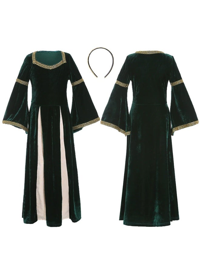 general Girls Retro Medieval Girls Clothing, Halloween Costume Palace Style Trumpet Sleeve Long Dress - Image 1