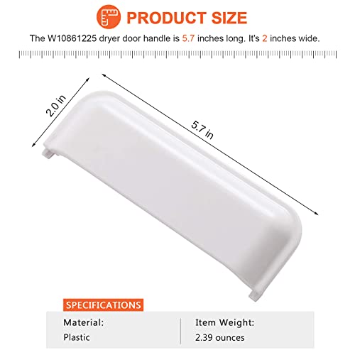 Beaquicy W10861225 W10714516 Dryer Door Handle - Pack of 2 Unbreakable - Fit for Whirlpool Kenmore Maytag Amana Crosley Dryer Replace AP5999398 PS11731583 W10861225VP - Image 5