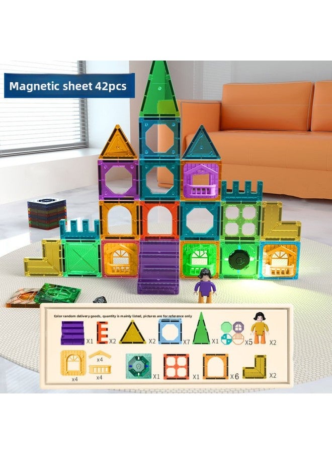 Cross-border Color Window Building Blocks Assembled Magnetic Pieces For Children Smart Magnetic Pipe Building Blocks Assembled Castle Toy Belt Storage