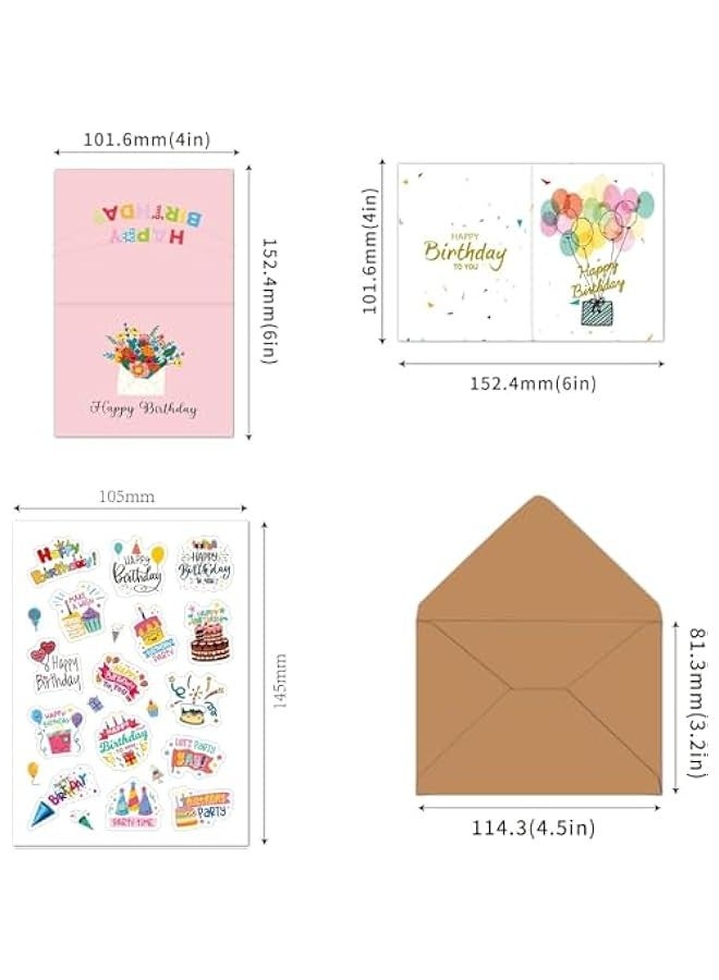 TRASSLE 20Pcs Birthday Happy Birthday Cards with Envelopes,Variety Set of Assorted Birthday Cards with Envelopes, Bulk Greeting Cards Assortment for Family, Kids, Friends, Work & Office Celebrations - Image 2
