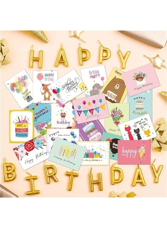 TRASSLE 20Pcs Birthday Happy Birthday Cards with Envelopes,Variety Set of Assorted Birthday Cards with Envelopes, Bulk Greeting Cards Assortment for Family, Kids, Friends, Work & Office Celebrations - Image 4