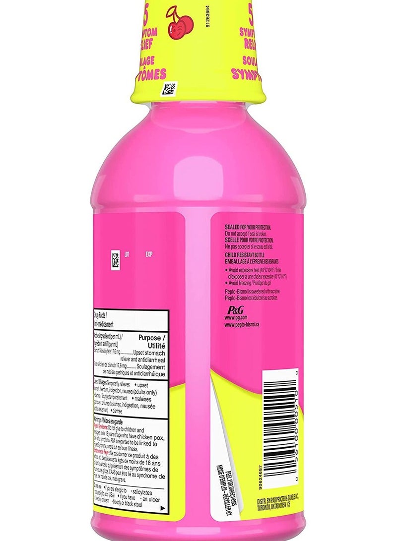 Pepto Bismol Liquid Upset Stomach Diarrhea Relief, Heartburn, Nausea, Indigestion Cherry Flavour 12oz /480mL - Image 5