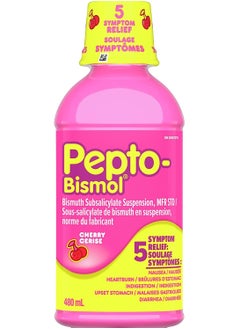 Pepto Bismol Liquid Upset Stomach Diarrhea Relief, Heartburn, Nausea, Indigestion Cherry Flavour 12oz /480mL  - Image 1