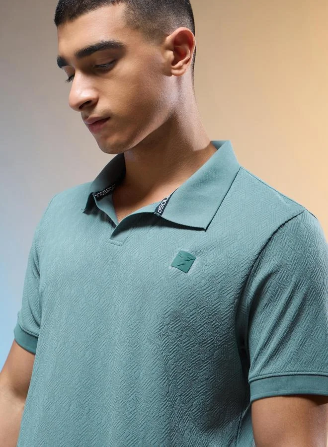 Technosport blue Men Jacquard Slim Fit Polo for Men | Best Price UAE