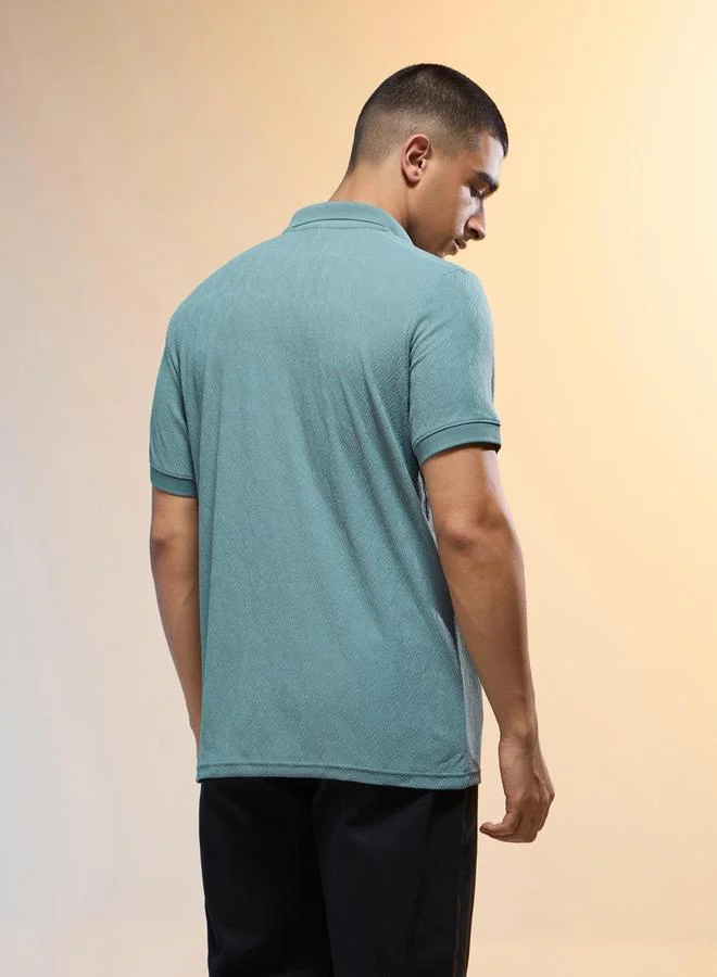 Technosport blue Men Jacquard Slim Fit Polo for Men | Best Price UAE