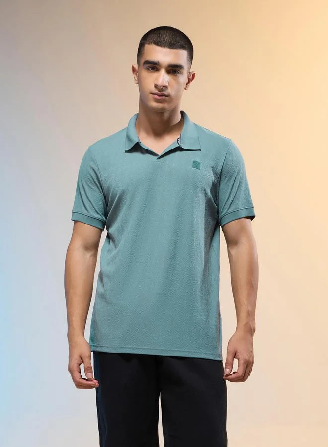 تكنوسبورت تيشيرت بولو رجالي بقصة ضيقة بنقشة جاكار من تكنوسبورت