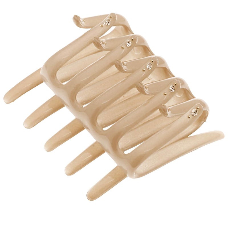 Camila Paris CP3095 French Two Sides Interlocking Comb Beige for Ponytail or Hair updo Strong Hold Grip Hair Clips for Women No Slip Durable Styling Girls Hair Accessories Made in France