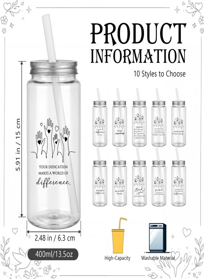 Skylety 10 Sets Volunteer Appreciation Gifts Bulk Thank You Administrative Professional Reusable Cups 14 oz Cup with Lid Inspirational Staff Appreciation Gifts for Volunteer Coworkers - Image 2