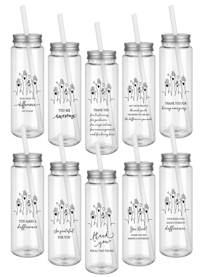 Skylety 10 Sets Volunteer Appreciation Gifts Bulk Thank You Administrative Professional Reusable Cups 14 oz Cup with Lid Inspirational Staff Appreciation Gifts for Volunteer Coworkers - Image 1