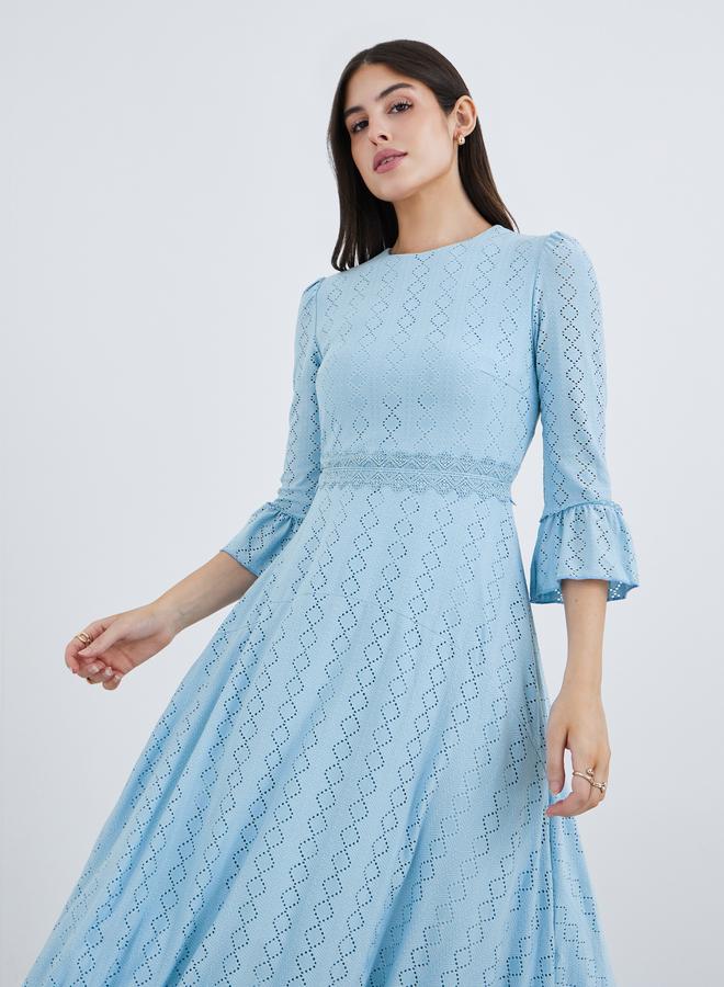 ستايلي فستان ماكسي بتصميم غير متماثل وأكمام ثلاثة أرباع من ستايلي - Image 1