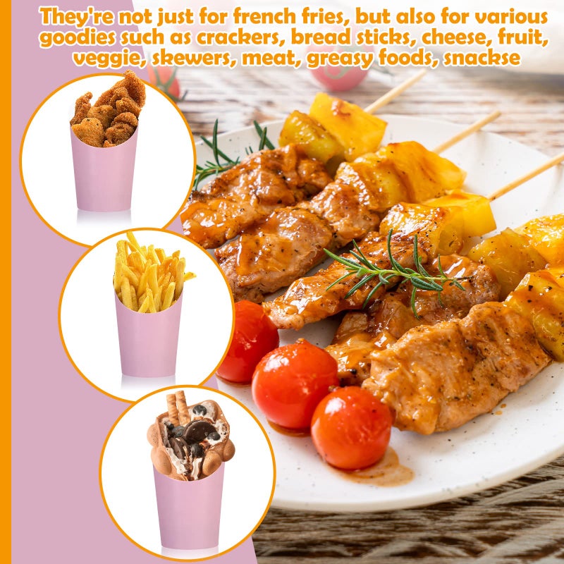 Sabary 50 Pcs Christmas Charcuterie Cups, 12 Oz Paper Snack Appetizer Cups, French Fry Holder Brown Kraft, Disposable Popcorn Boxes Cones for Christmas Baby Shower Birthday Waffle Food Takeout(Pink) - Image 5