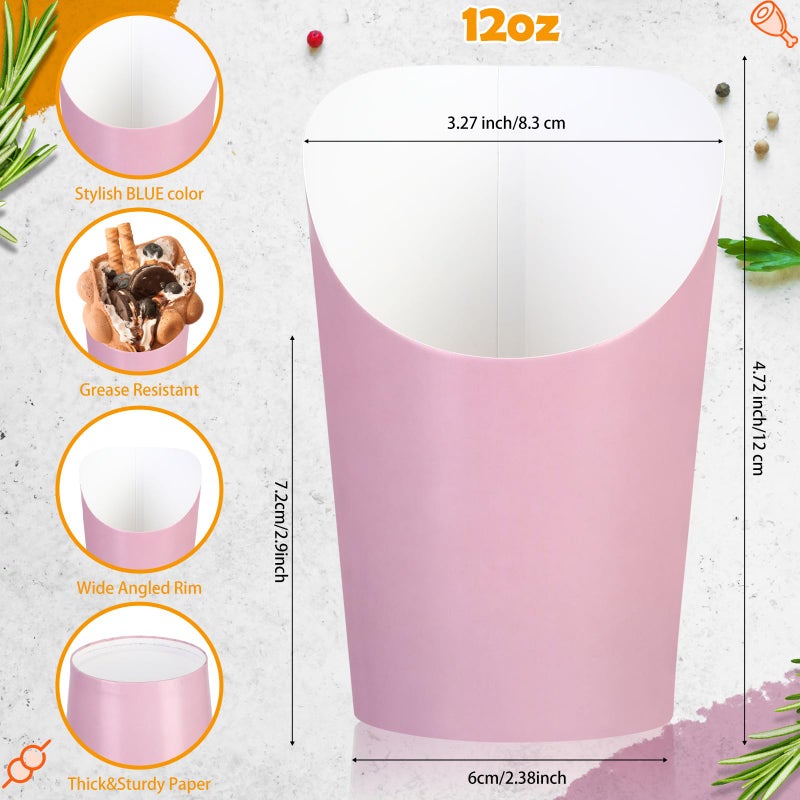 Sabary 50 Pcs Christmas Charcuterie Cups, 12 Oz Paper Snack Appetizer Cups, French Fry Holder Brown Kraft, Disposable Popcorn Boxes Cones for Christmas Baby Shower Birthday Waffle Food Takeout(Pink) - Image 2