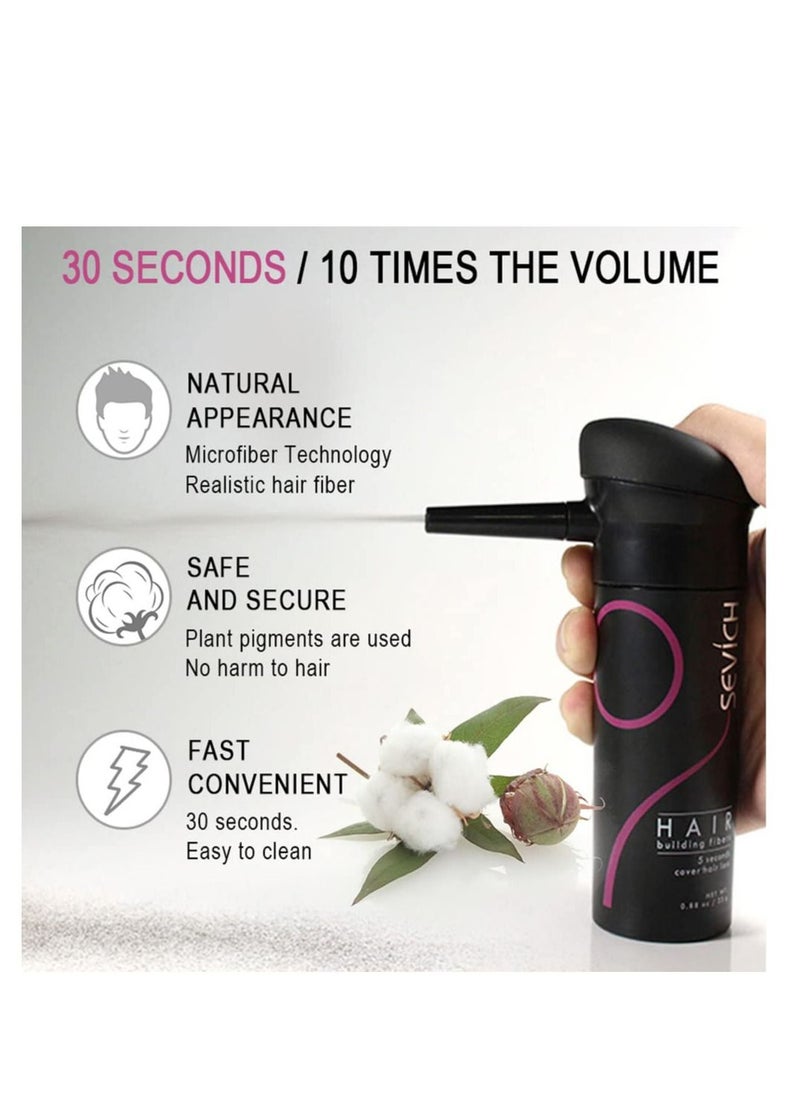 Hair Building Fibers 5 Seconds Conceals Loss Hair Rebuilding Nature Keratin Fibers for Thinning Hair 25g - Medium Brown Colour
