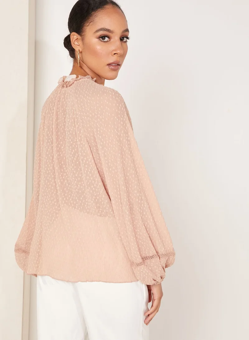 Keepsake Murmur Balloon Sleeve Button Detail Top