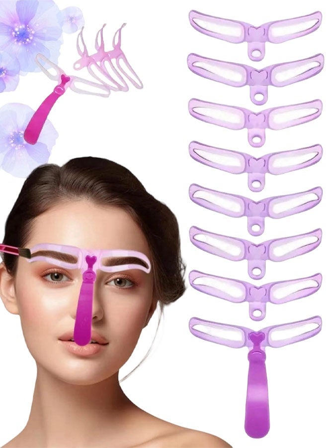 8 Styles Eyebrow Shaping Kit - Reusable Stencil With Handle And Strap, Template For Beginners Washable - Image 1