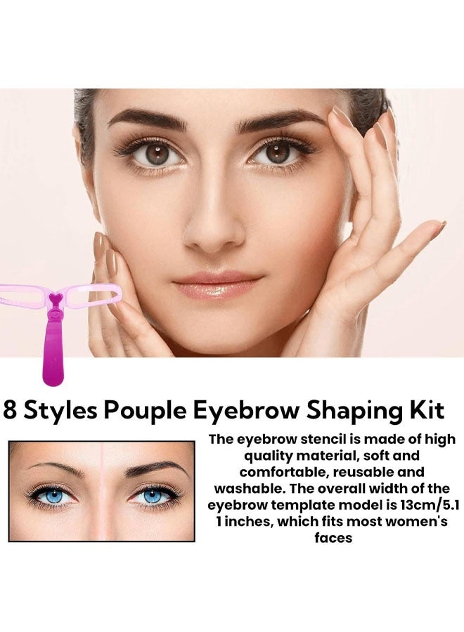 8 Styles Eyebrow Shaping Kit - Reusable Stencil With Handle And Strap, Template For Beginners Washable - Image 4