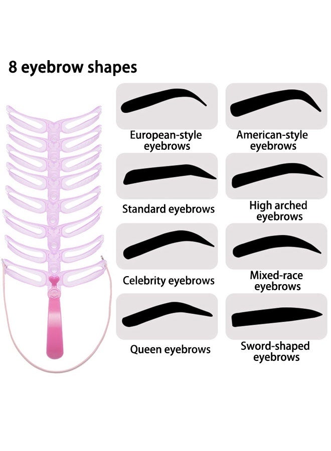8 Styles Eyebrow Shaping Kit - Reusable Stencil With Handle And Strap, Template For Beginners Washable - Image 2
