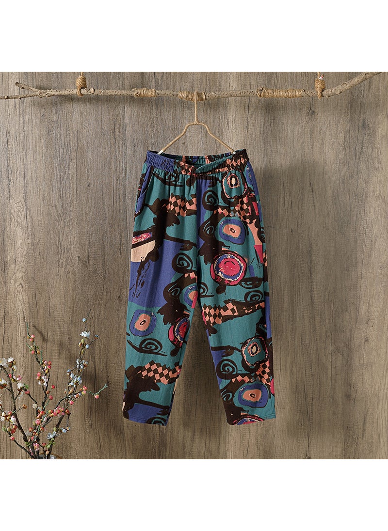 Generic - Bohemian Harem Pants 2020 Summer Casual Floral Cotton Linenirregular square irregular square - Image 1