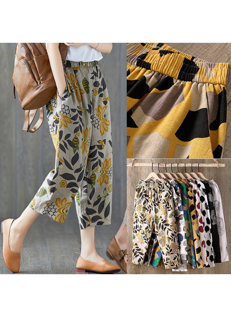 Generic - Bohemian Harem Pants 2020 Summer Casual Floral Cotton Linenirregular square irregular square - Image 1