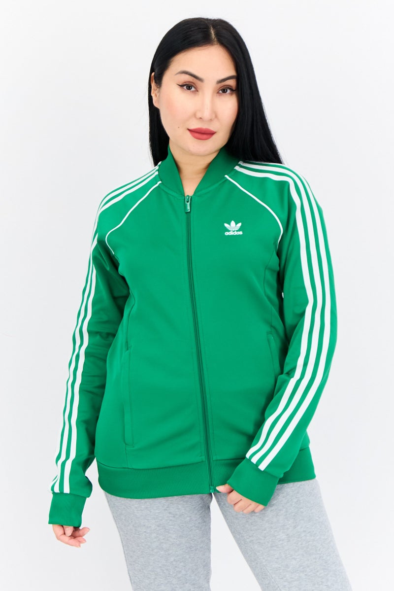 adidas Originals Women Sportswear Fit Full Zip Long Sleeve Outdoor Sweatshirt, Green - Image 1
