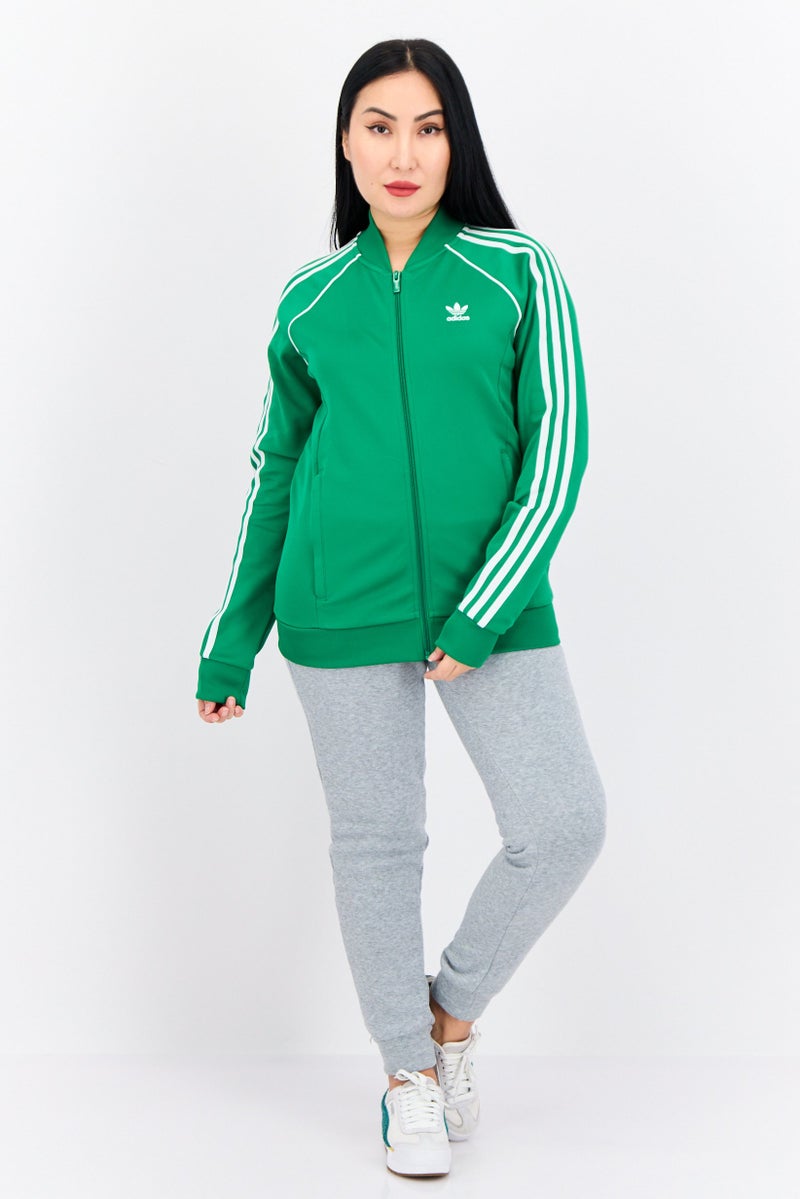 adidas Originals Women Sportswear Fit Full Zip Long Sleeve Outdoor Sweatshirt, Green - Image 4