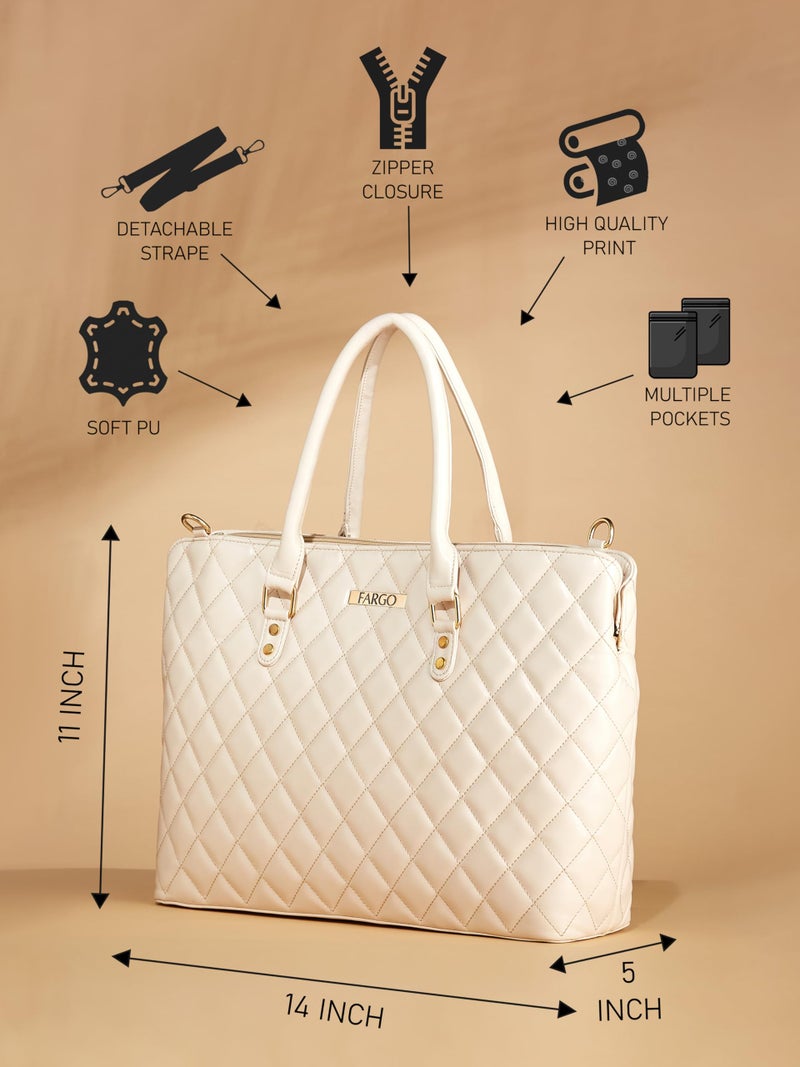 Fargo PU Women's Stylish Stripped Textured Handbag (Beige) - Image 5