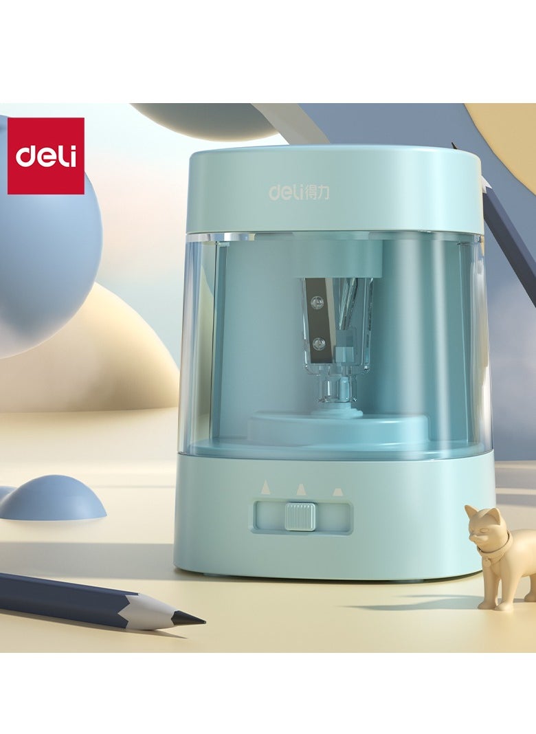 Deli Deli VA3 USB/Battery Electric Sharpener with Tungsten Cutter, 100-Pencil Capacity, Visual Shavings Box - Blue  - Image 2