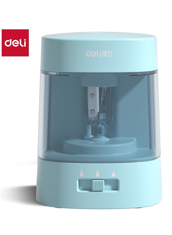 Deli Deli VA3 USB/Battery Electric Sharpener with Tungsten Cutter, 100-Pencil Capacity, Visual Shavings Box - Blue  - Image 1