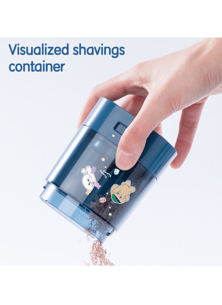 Deli VA3 USB/Battery Electric Sharpener with Tungsten Cutter, 100-Pencil Capacity, Visual Shavings Box - Blue