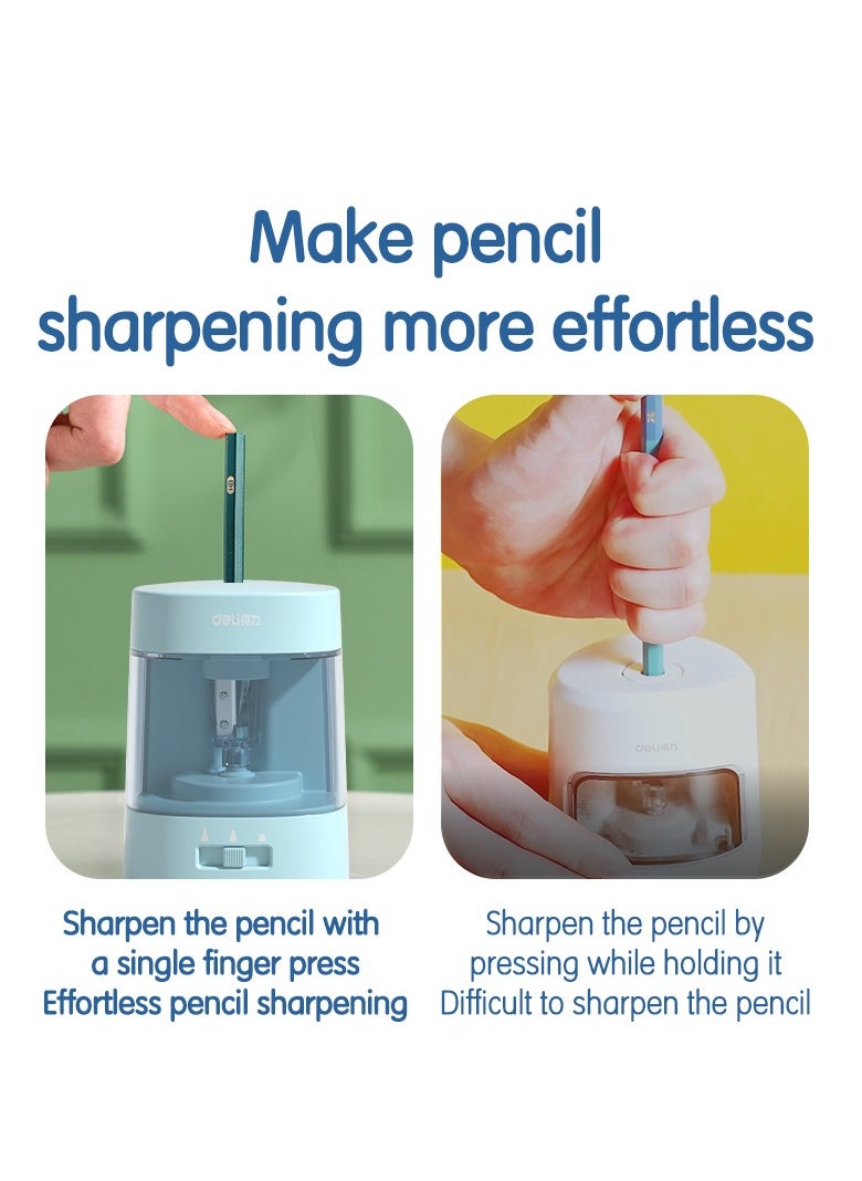 Deli Deli VA3 USB/Battery Electric Sharpener with Tungsten Cutter, 100-Pencil Capacity, Visual Shavings Box - Blue  - Image 4