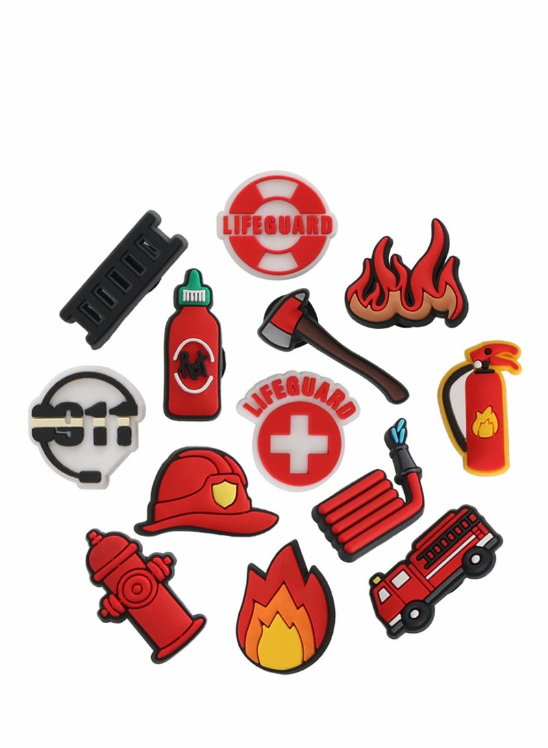 Crocs Charms, Fireman Theme Shoe Decoration Charms, Lifeguard Fire Extinguisher Fire Hydrant Shoe Charms for Shoe Clog Sandals Wristband Bracelet, Party Favor Holiday Birthday Gifts - Image 1