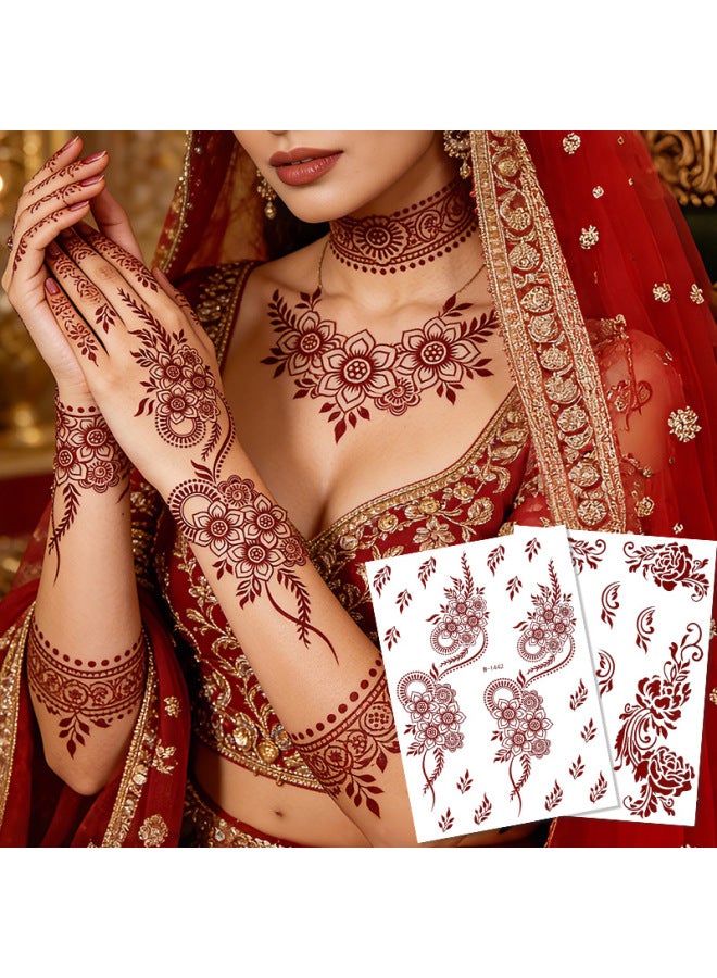 Mehendi Stickers Henna Mehendi stencil Tattoo Sticker for Hands Temporary Waterproof Mehndi Tattoo Body Art for Women & Girls - Image 2