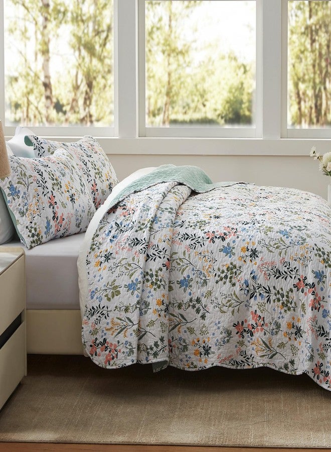 LEAONME 3-Piece King Size Quilt Set Lightweight Bedspread Coverlet 98''x106'' Garden Style Floral Printed Oversized Bedding Set with Shams for All Season - Image 4