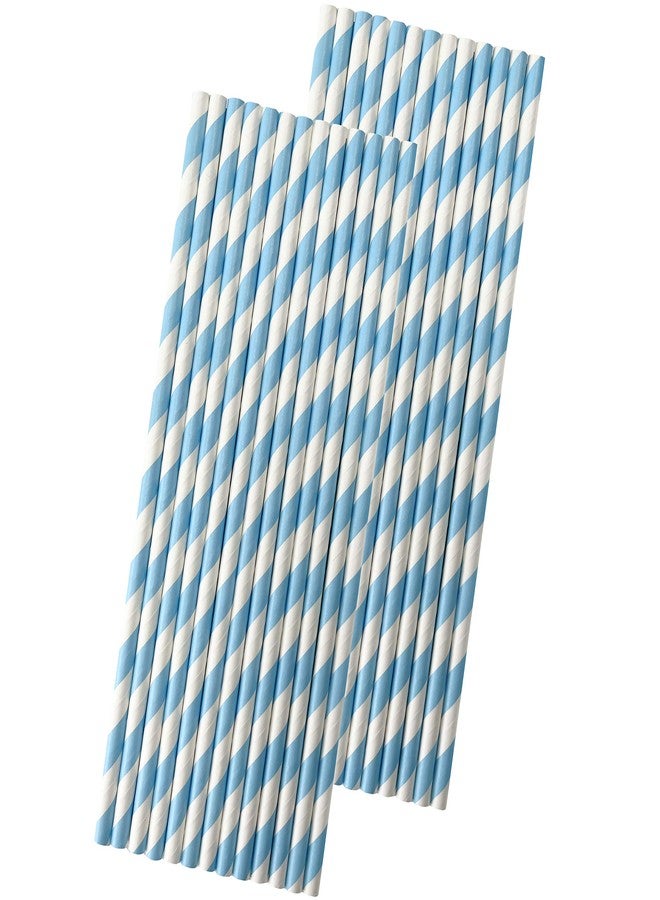 Stripe Paper Straws - Light Blue and White Straws - 7.75 Inches - 50 Pack Outside the Box Papers Brand