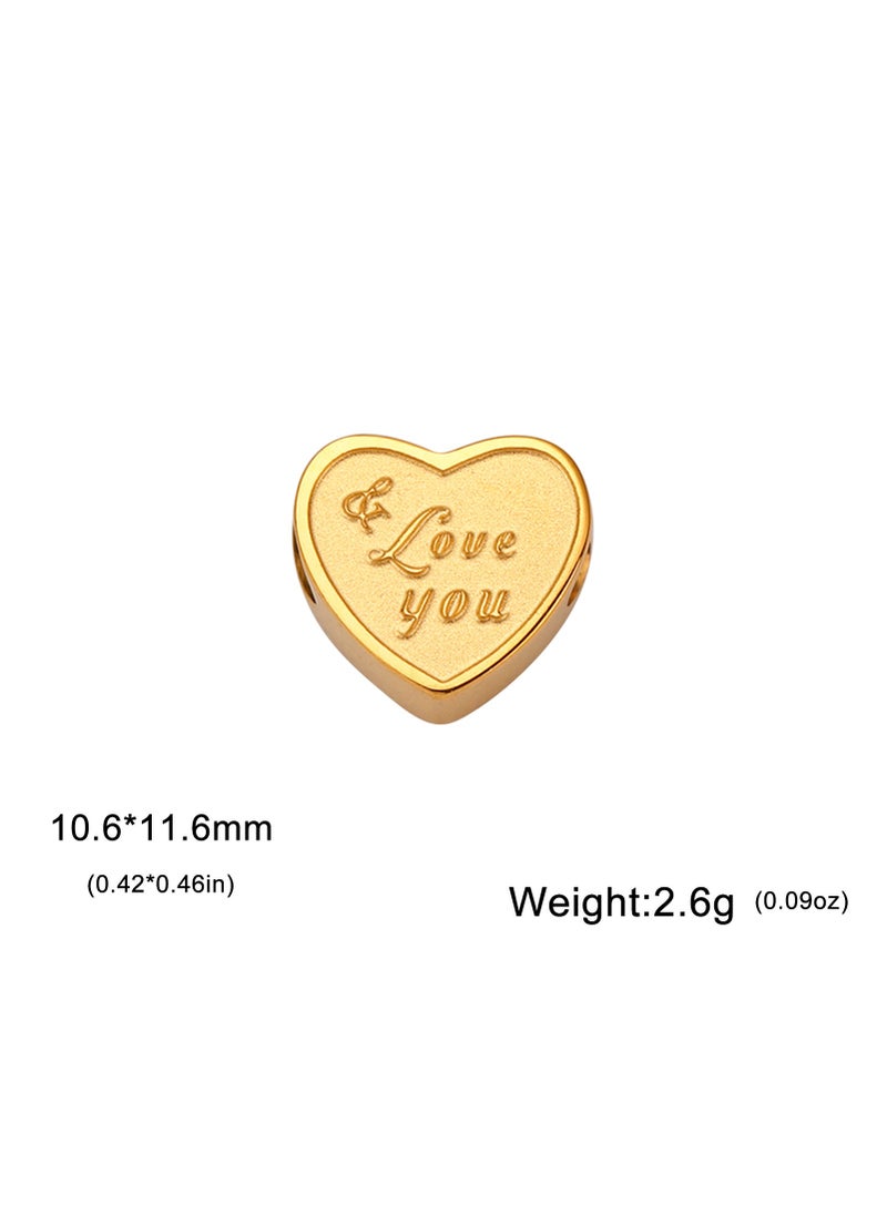 Heart Family Charms Stainless Steel DIY Pendants Love You-Gold
