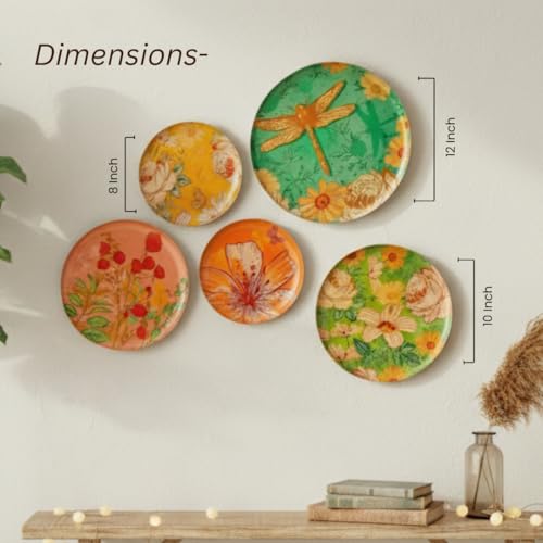 RITUALISTIC Pastel Blooms Wall Plate for home decor | Metal Iron wall decor items for living room | gifts for family & freind | home decor and house warming gift items | wall art & showpiece| Set of 5 - Image 2